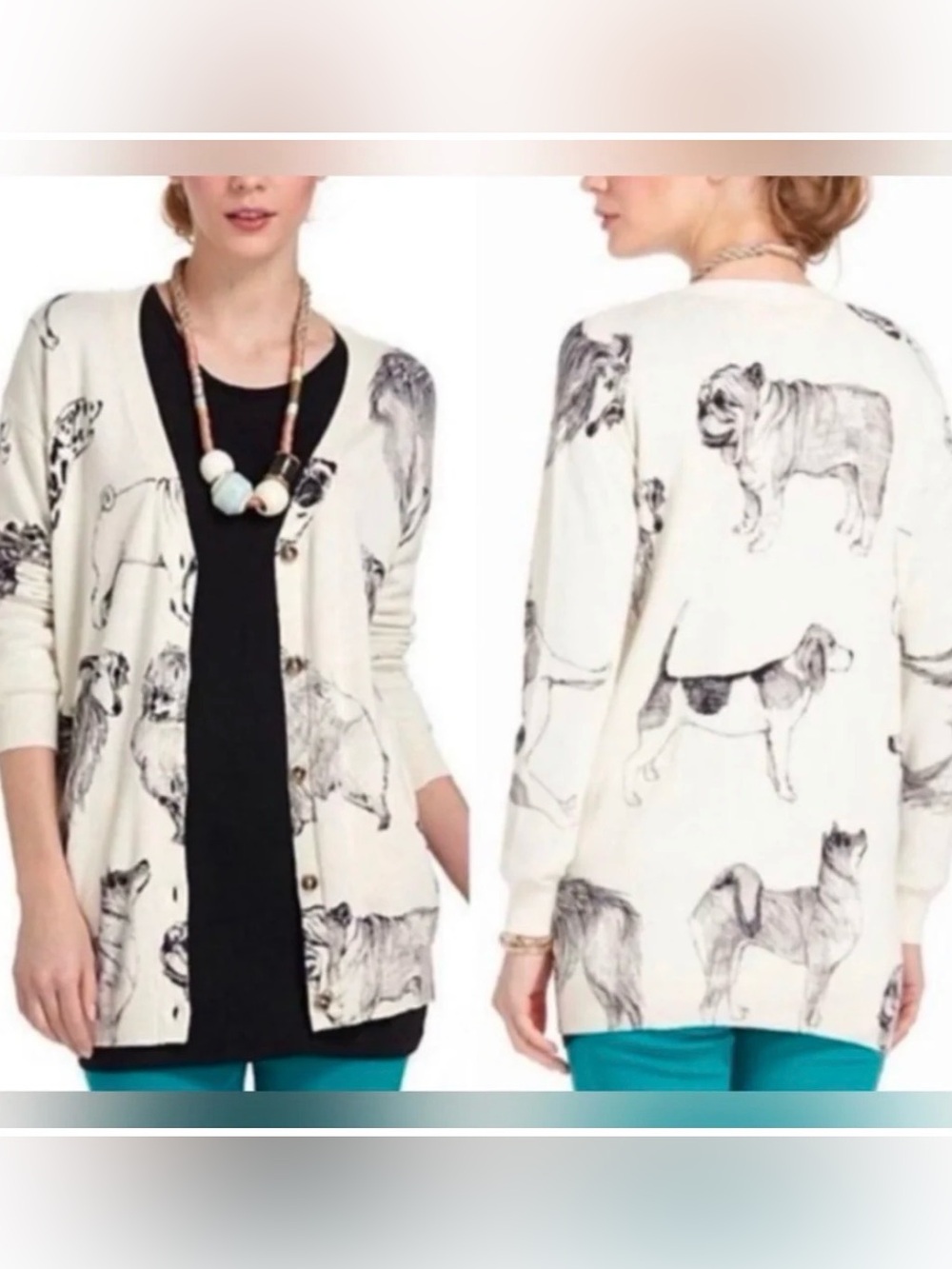 Anthropologie Moth Cream Pooch Posse Dog Cardigan Rare - Medium